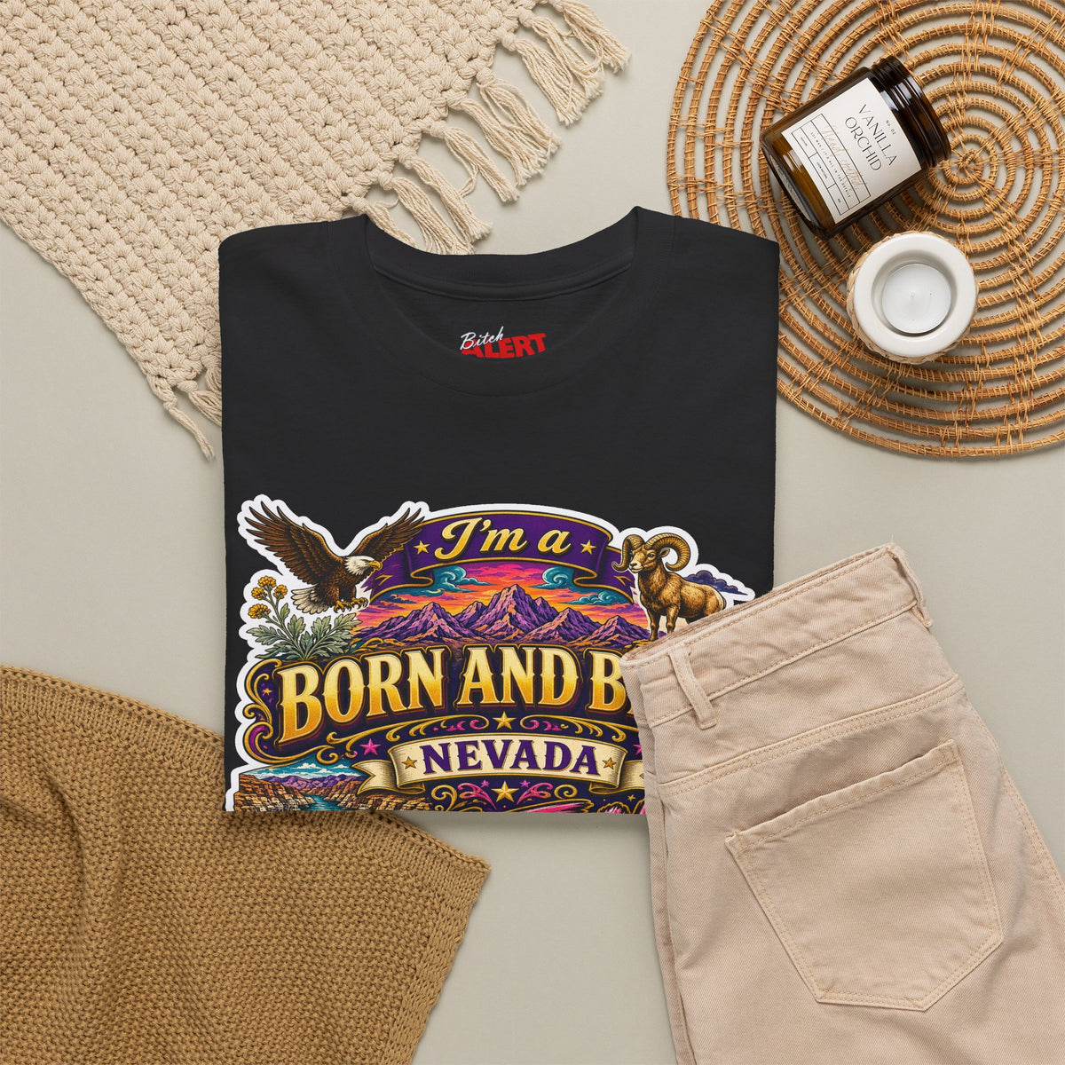 Nevada BORN AND BRED Tee — "I'm a Born and Bred Nevada Bitch" Vintage State Pride Tee
