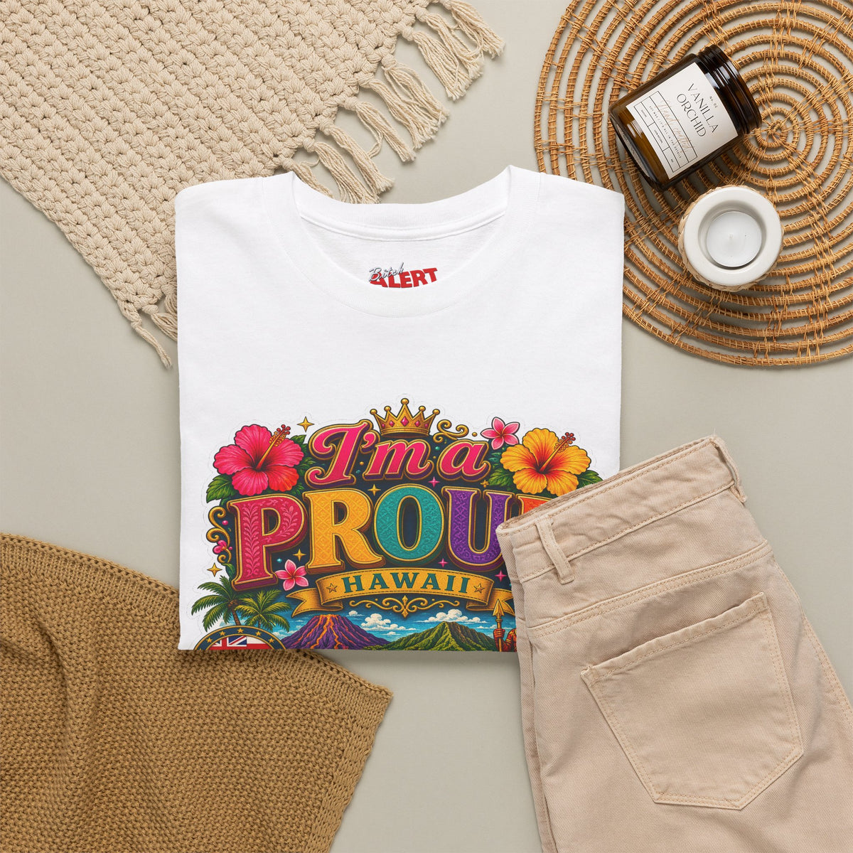 Hawaiian Proud Tee – 'I'm a Proud Hawaii Bitch' Floral Island Graphic Shirt