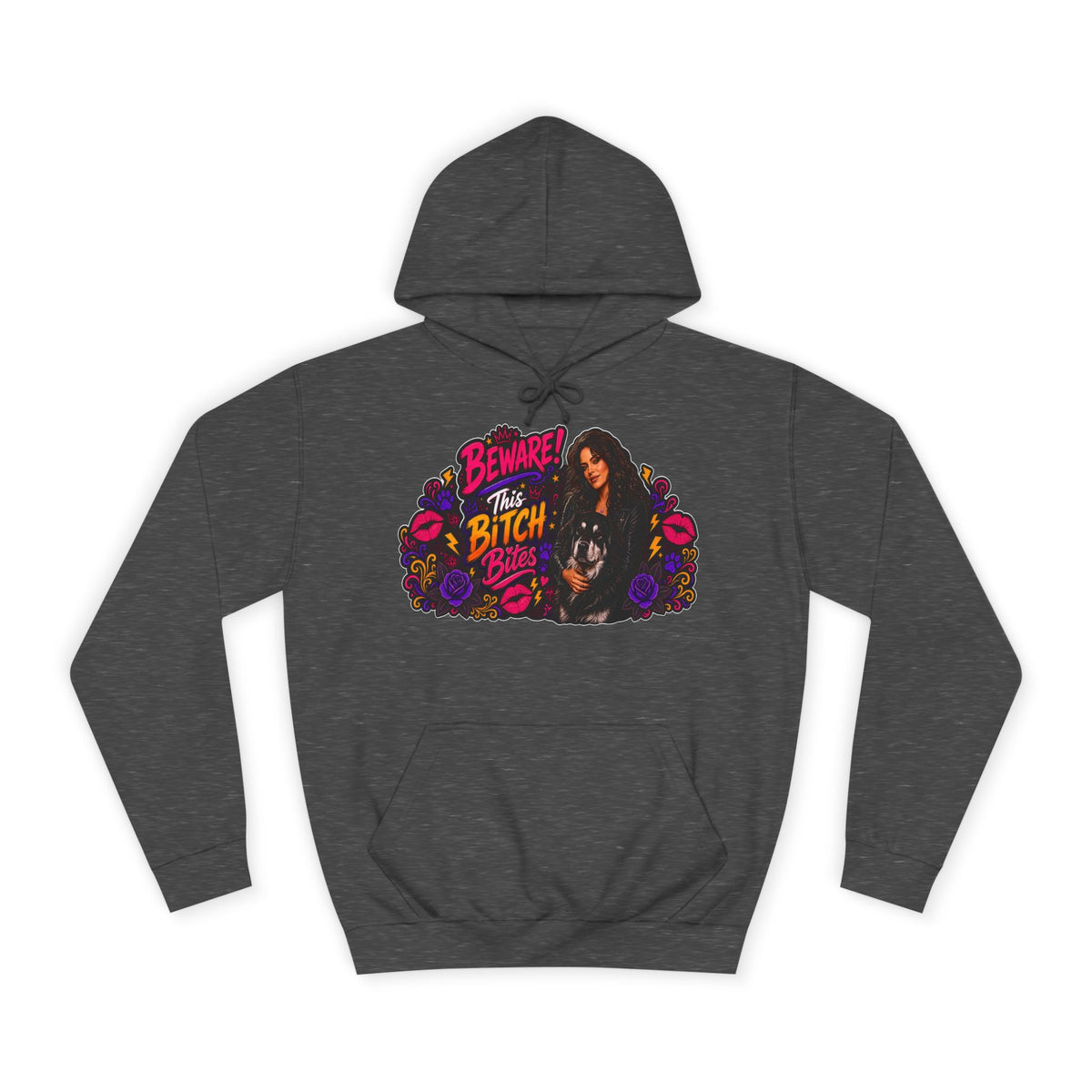 "Beware This Bitch Bites" Floral Graphic Hoodie