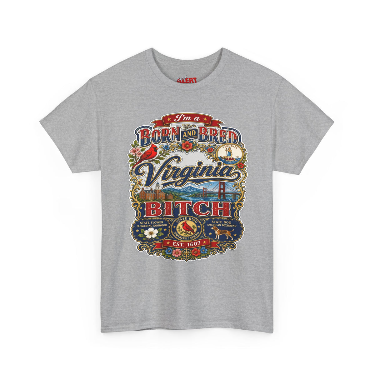Virginia Born and Bred T-Shirt — Vintage State Pride Graphic Tee ("Virginia Bitch")
