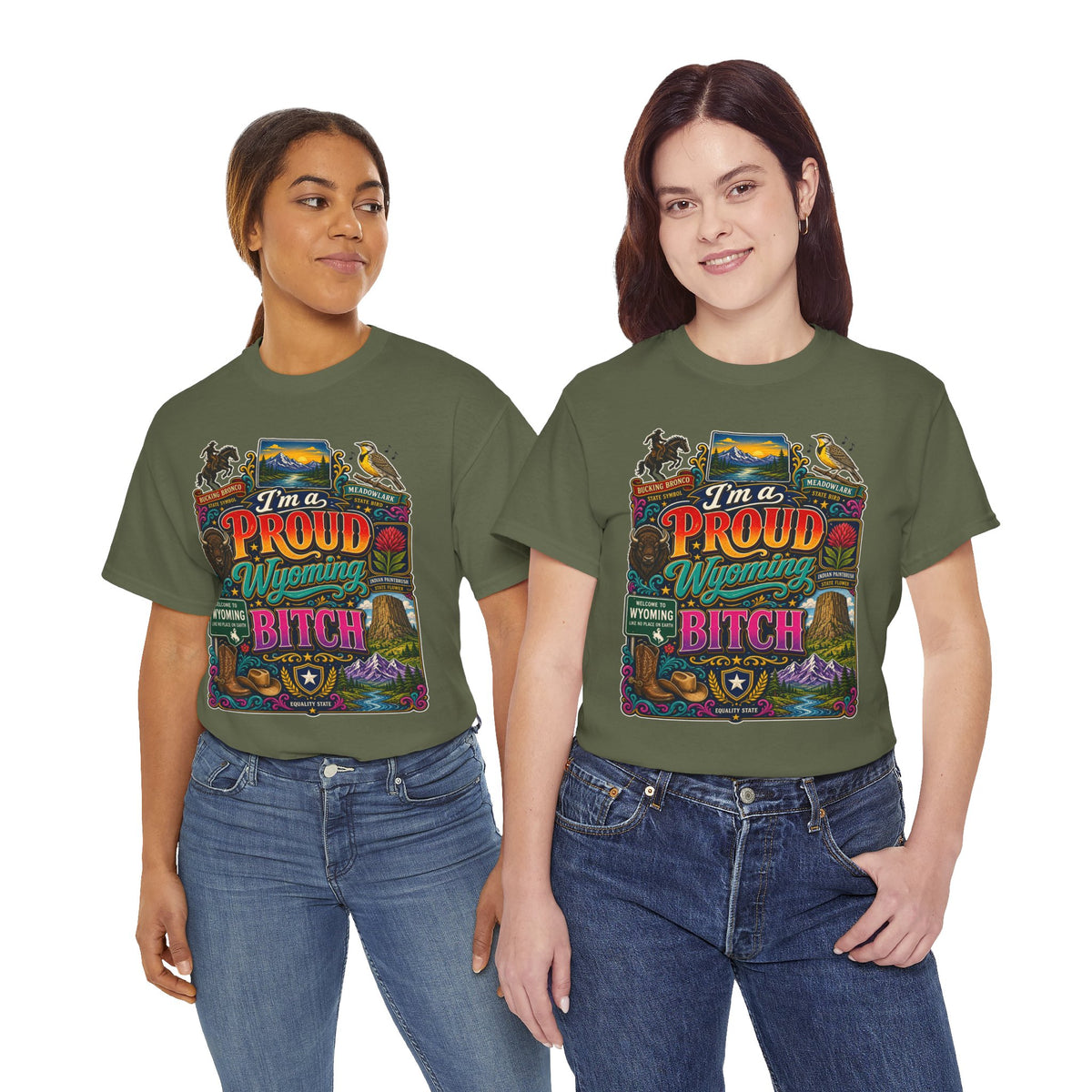 Wyoming Proud Bitch T‑Shirt — Retro State Pride Graphic Tee