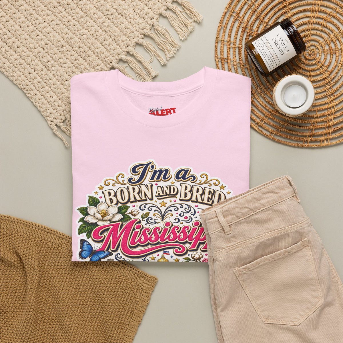 Mississippi Born and Bred Tee — "The Magnolia State Bitch" Graphic T-Shirt