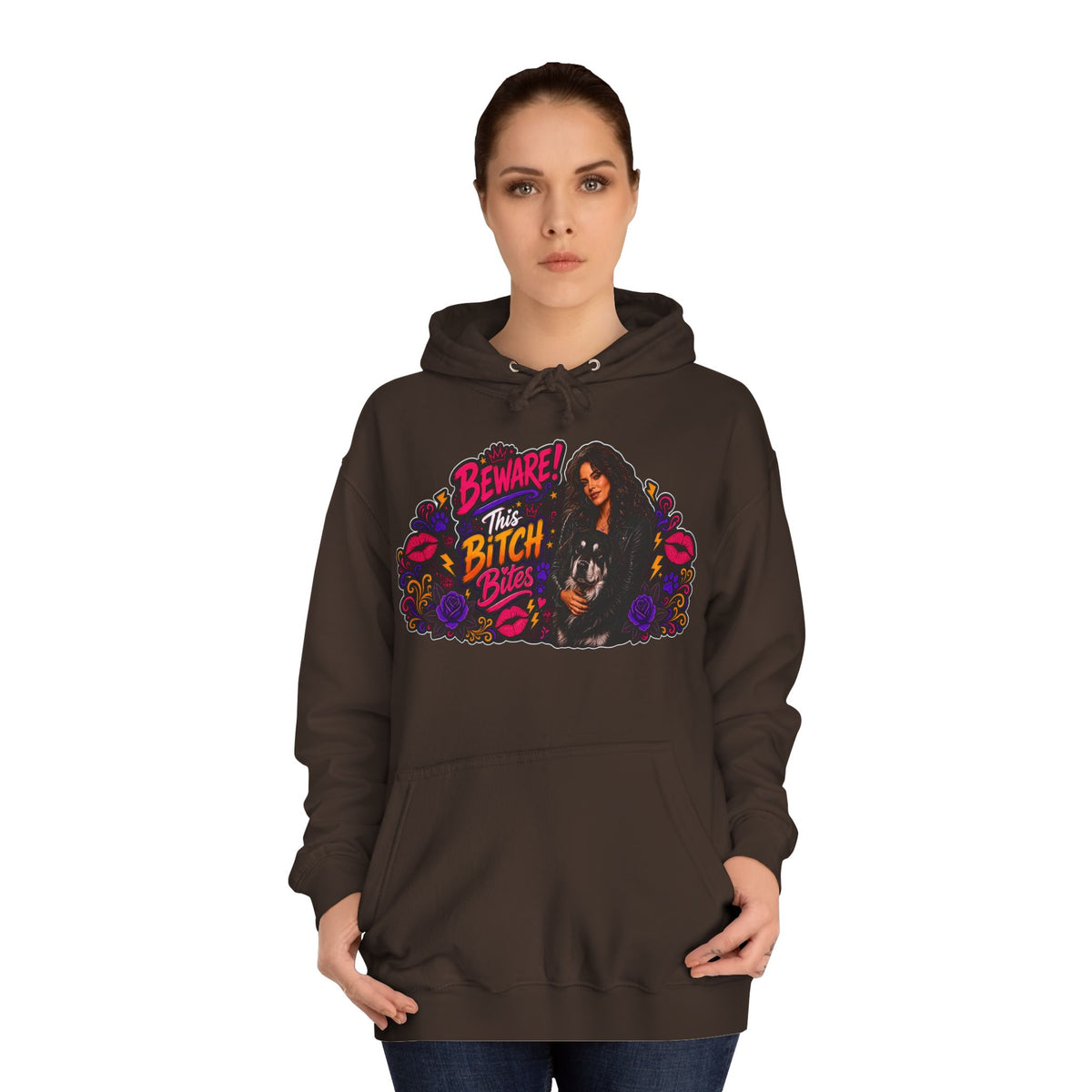 "Beware This Bitch Bites" Floral Graphic Hoodie