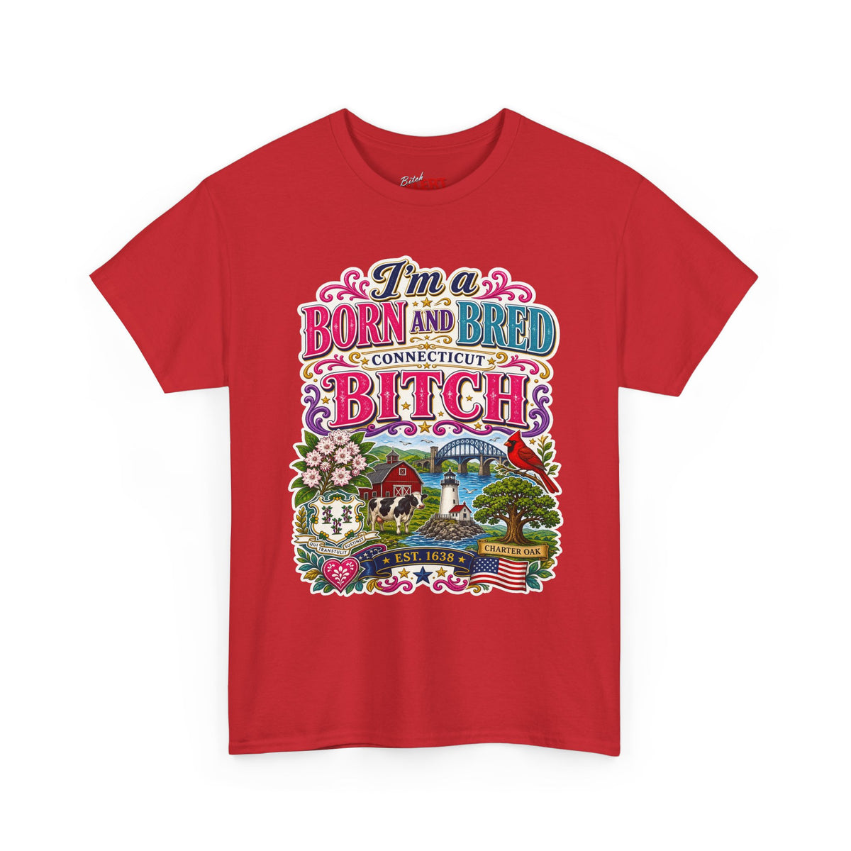 Connecticut Born and Bred Graphic Tee — "I'm a Born and Bred Connecticut Bitch"
