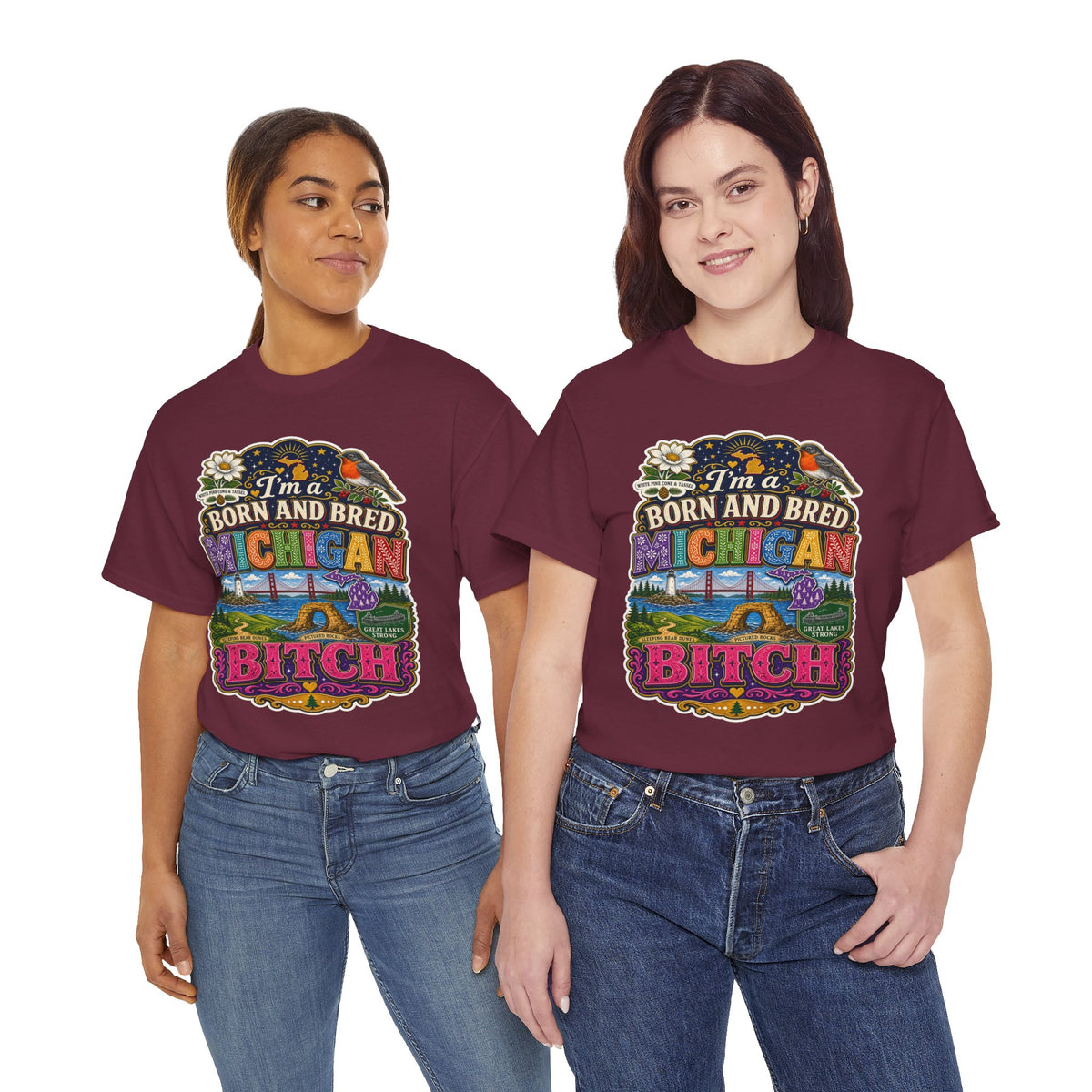 Michigan Born and Bred Tee — "I'm a Born and Bred Michigan Bitch" Graphic T‑Shirt