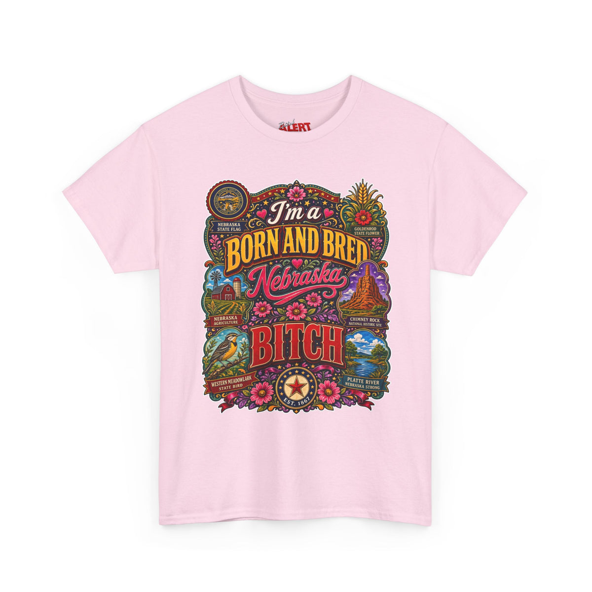 Nebraska Born & Bred Tee 2 — "I'm a Born and Bred Nebraska Bitch" Vintage State Pride T‑Shirt