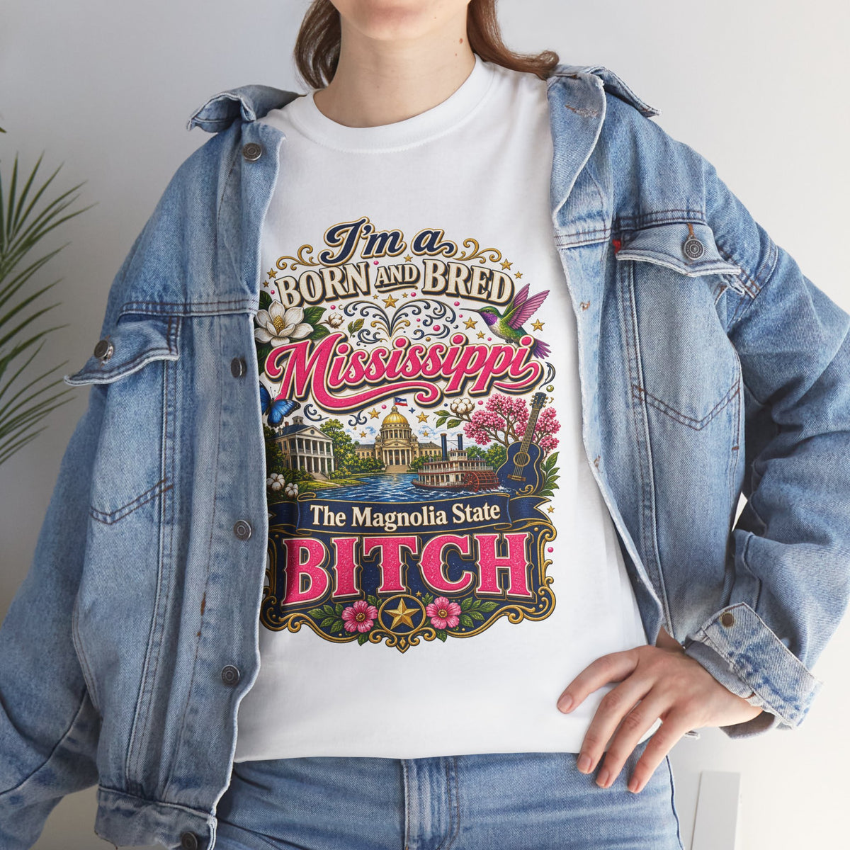 Mississippi Born and Bred Tee — "The Magnolia State Bitch" Graphic T-Shirt