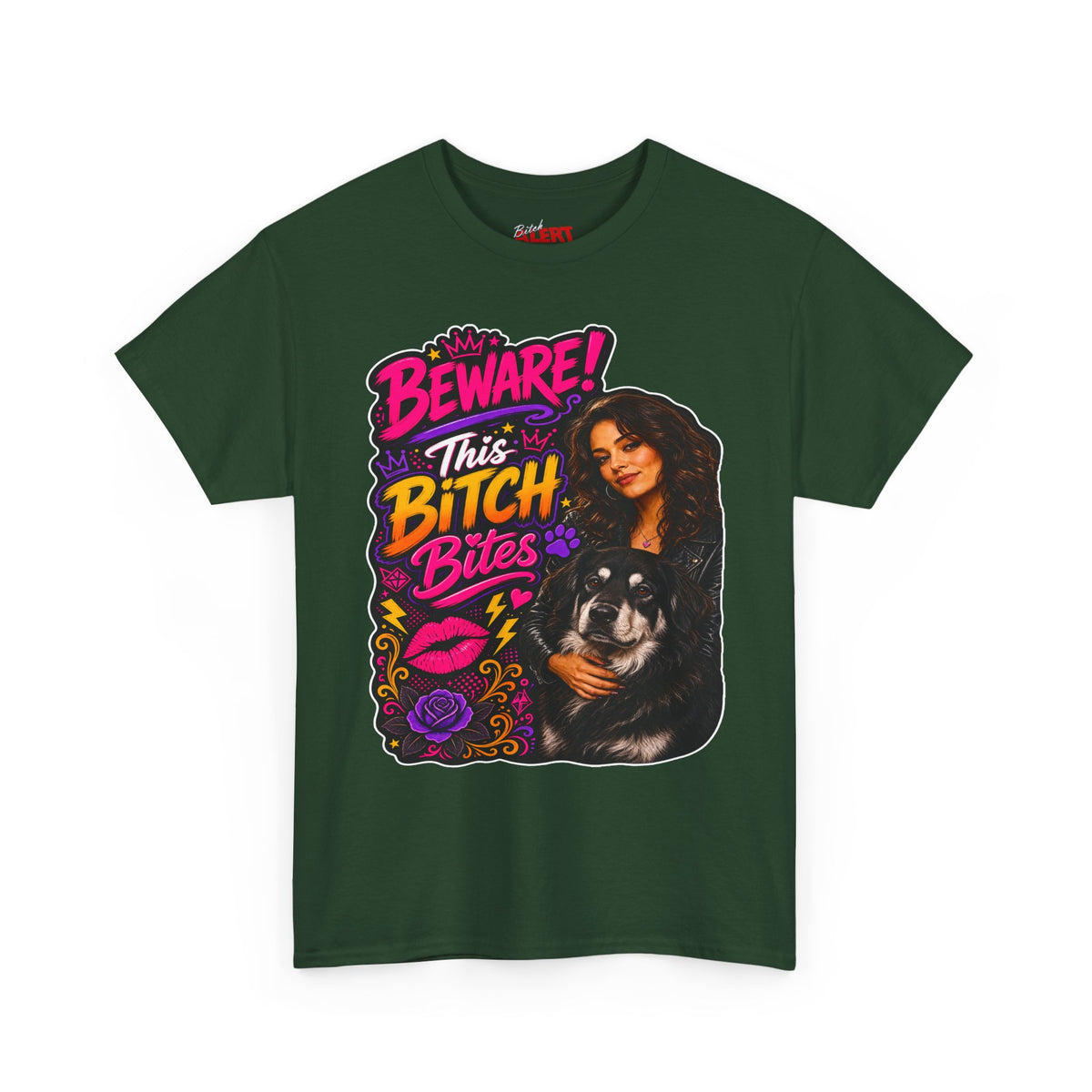 Beware This Bitch Bites T-Shirt — Funny Dog Lover Graphic Tee