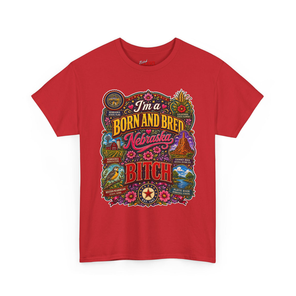 Nebraska Born & Bred Tee 2 — "I'm a Born and Bred Nebraska Bitch" Vintage State Pride T‑Shirt