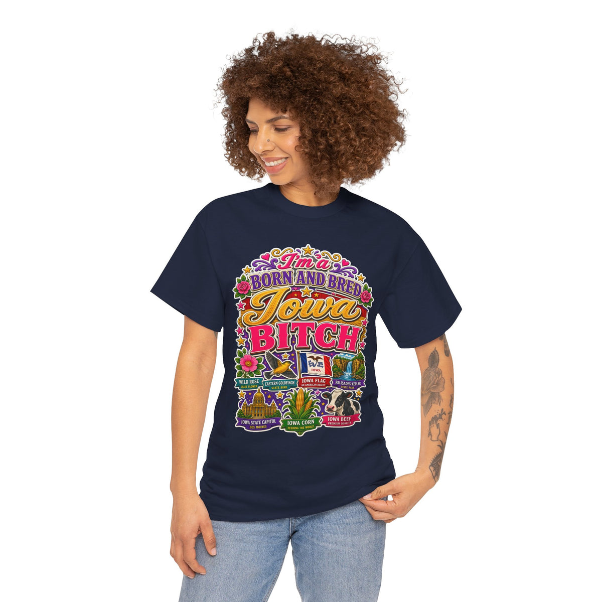 Iowa Bitch Born and Bred T-Shirt 2 – "I'm a Born and Bred Iowa Bitch" Bold State Tee