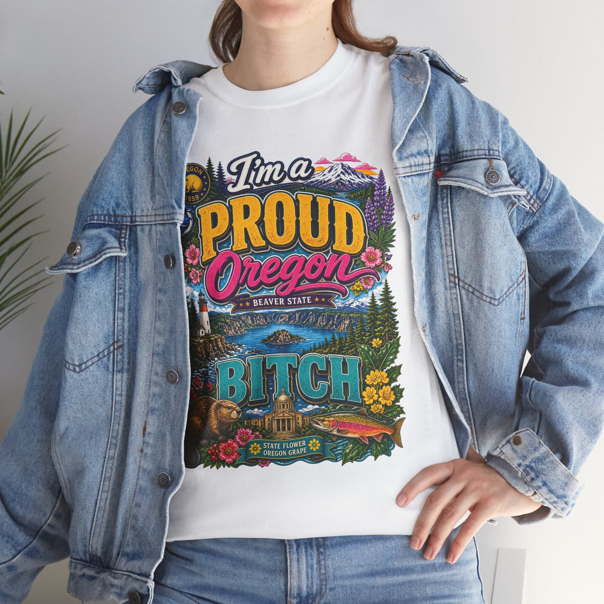 Oregon Proud Bitch Tee — Vintage Scenic State Pride T-Shirt