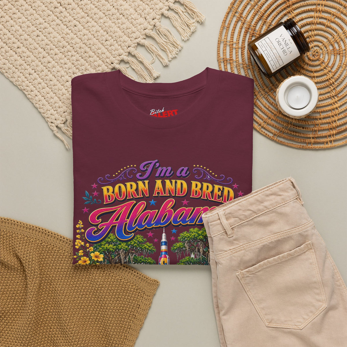 Alabama Born & Raised Graphic Tee — 'Born and Bred Alabama Bitch'