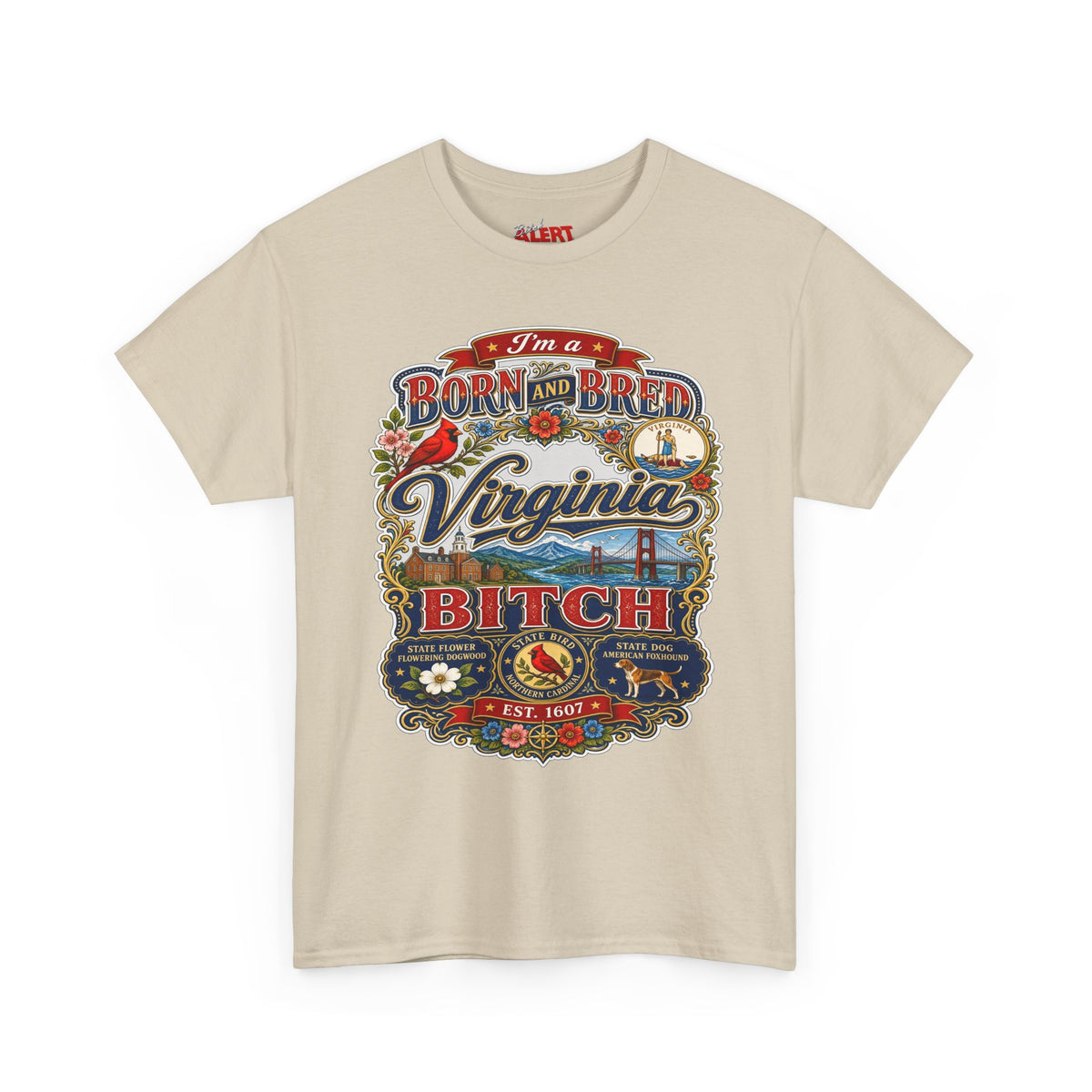 Virginia Born and Bred T-Shirt — Vintage State Pride Graphic Tee ("Virginia Bitch")