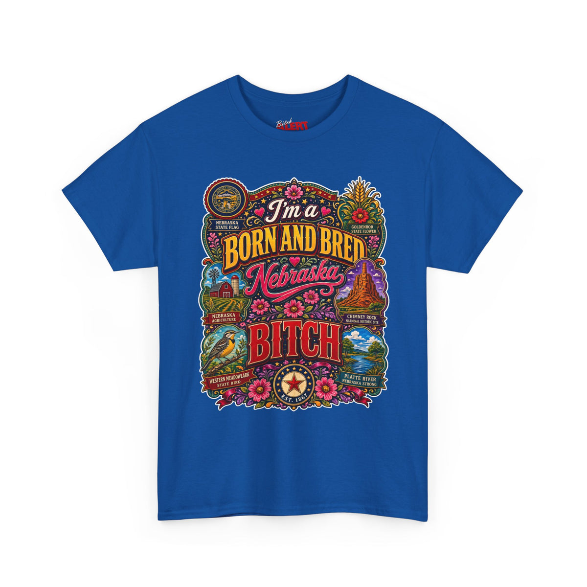 Nebraska Born & Bred Tee 2 — "I'm a Born and Bred Nebraska Bitch" Vintage State Pride T‑Shirt