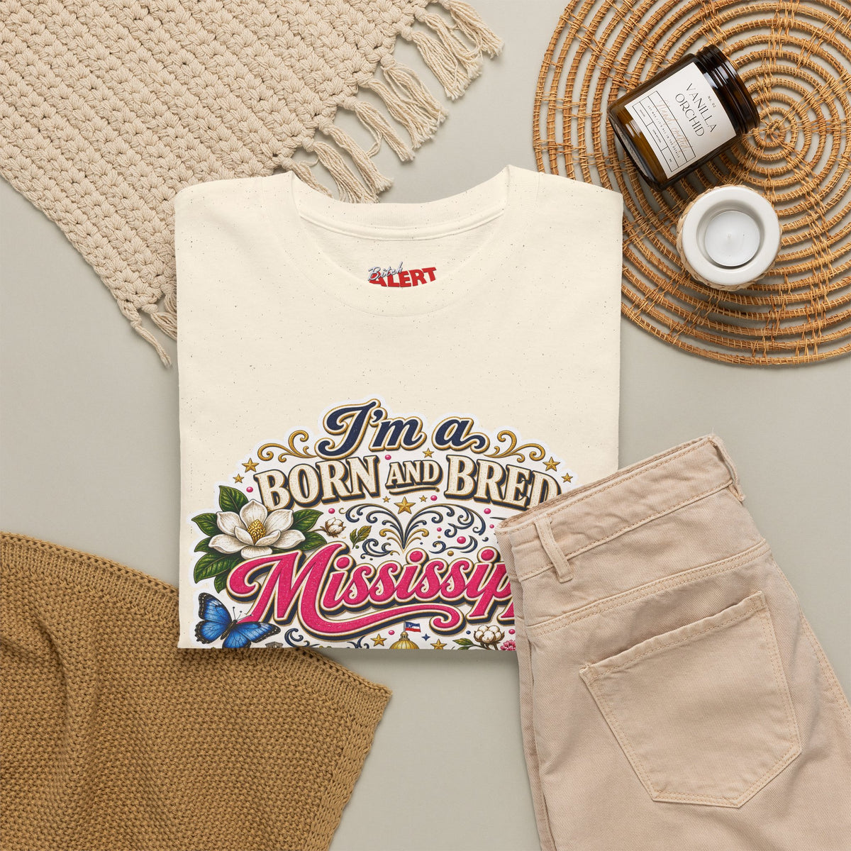 Mississippi Born and Bred Tee — "The Magnolia State Bitch" Graphic T-Shirt