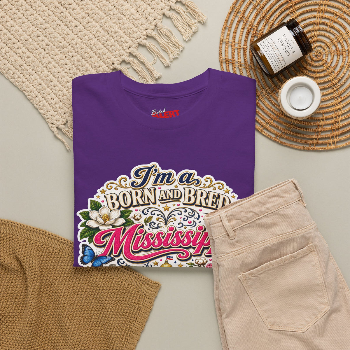 Mississippi Born and Bred Tee — "The Magnolia State Bitch" Graphic T-Shirt