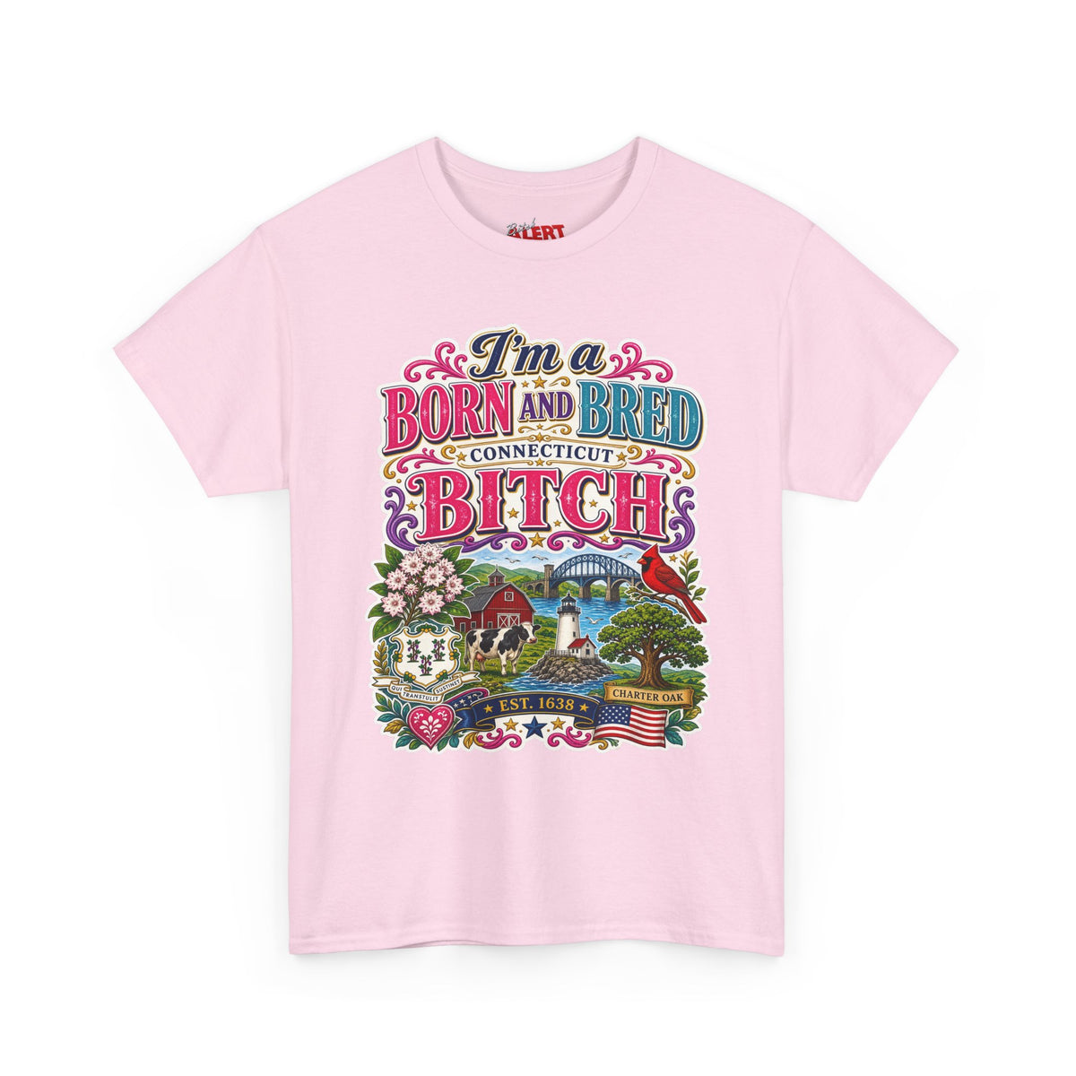 Connecticut Born and Bred Graphic Tee — "I'm a Born and Bred Connecticut Bitch"