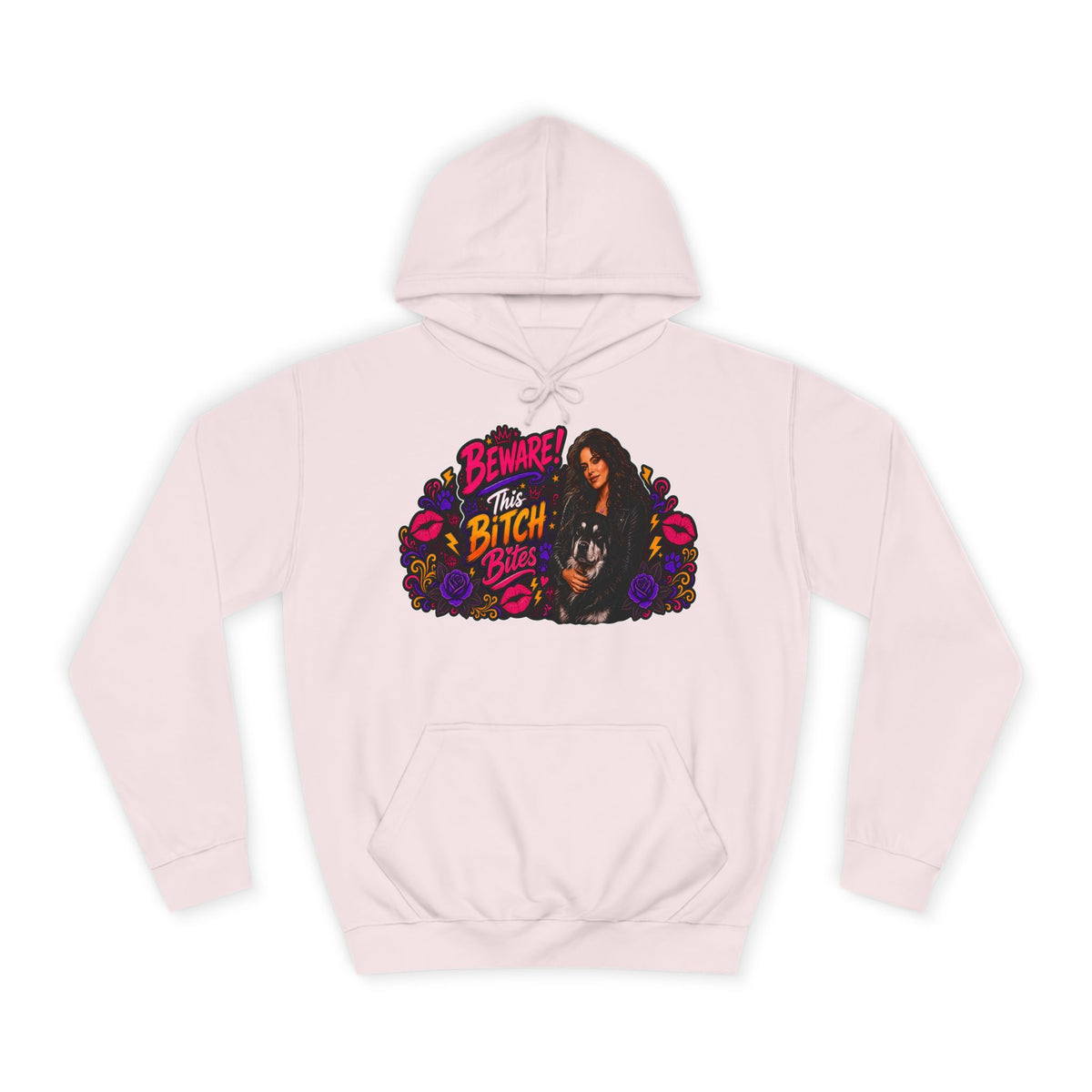 "Beware This Bitch Bites" Floral Graphic Hoodie